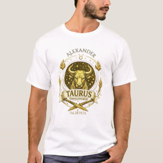 T-shirt Luxueux Taureau Signe du Zodiaque en Or – Masculin