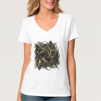 T-shirt Luxury Gold and Black Abstract Marble Ink Flow