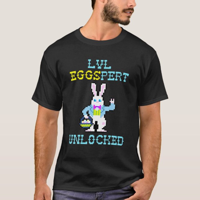 T-shirt LVL Eggspert déverrouillé jeu amusant chasse aux o (Devant)