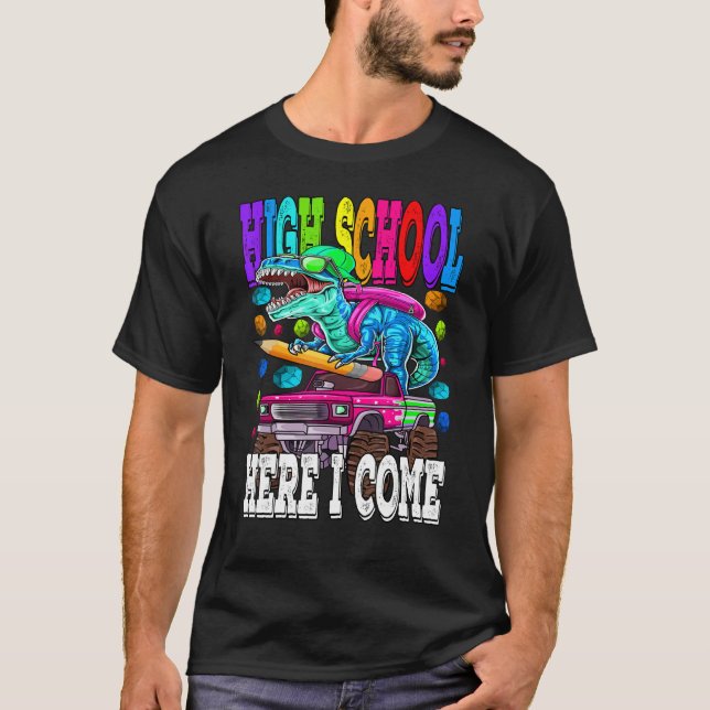 T-shirt Lycée Ici Je Viens Monster Camion Dinosaur Garçon (Devant)