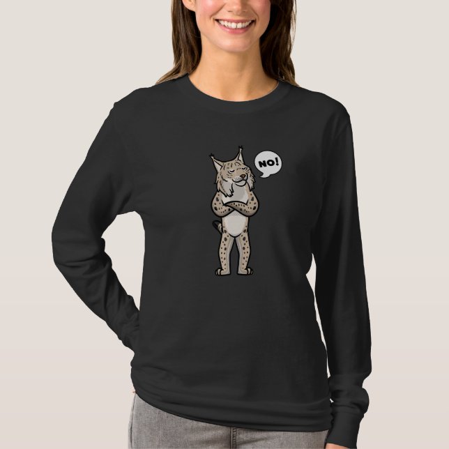 T-shirt Lynx Cat Stubborn No   (Devant)