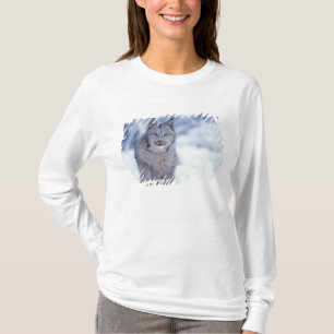 T-shirt Lynx dans la neige au pied des collines