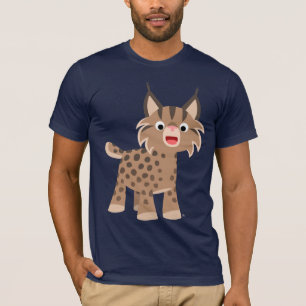 T-shirt lynx de dessin animé mignon heureux