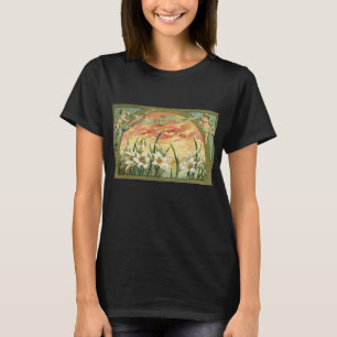 T-shirt Lys de Pâques du lever vintage et anges victoriens