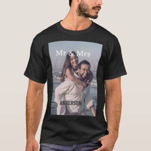 T-shirt M. et Mme ajoutent nom de famille photo date maria