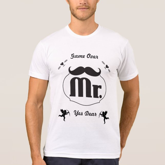 T-shirt M. Groom Mustache Game Over (Devant)