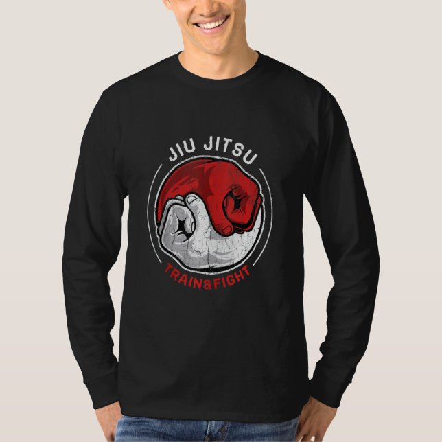 T-shirt M Ial Jiu Jitsu Retro Train Fist Yin Yang (Devant)