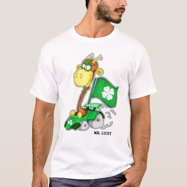 T-shirt M. Lucky. Drôle Giraffe St.Patrick's Day (Devant)