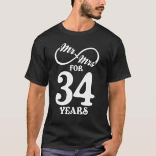 T-shirt M. & Madame pour 34 ans 1er anniversaire Mariage