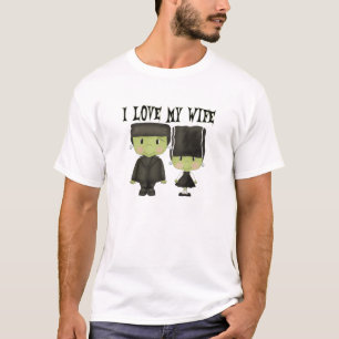 T-shirt M. & Mme Franken Couple J'adore My Wife Halloween
