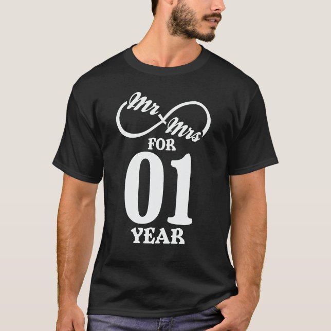 T-shirt M. & Mme Pour 1 an 1er anniversaire Mariage (Devant)