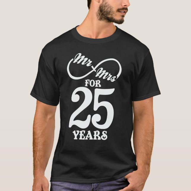 T-shirt M. & Mme Pour 25 ans 25e anniversaire de Mariage (Devant)