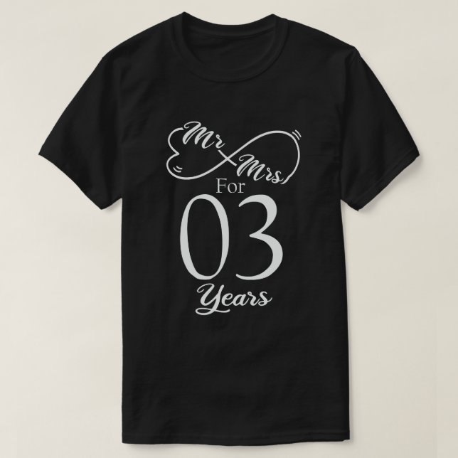 T-shirt M. & Mme Pour 3 ans 3e anniversaire de Mariage (Design devant)