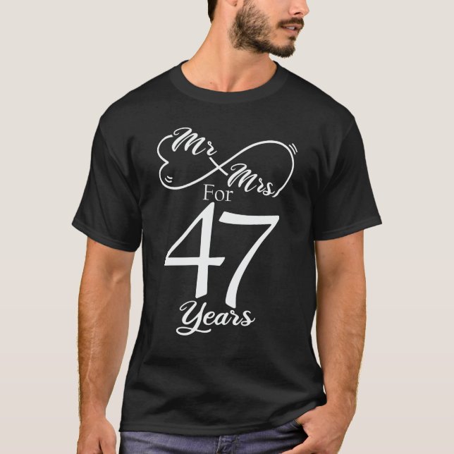 T-shirt M. & Mme Pour 47 Anniversaire du 47e Mariage (Devant)