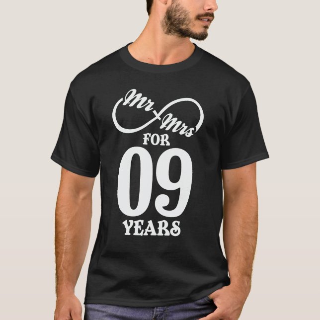 T-shirt M. & Mme Pour 9 ans 9e anniversaire de Mariage (Devant)
