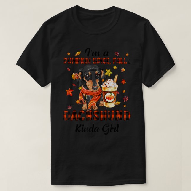 T-shirt m Une épice Citrouille, Fall Dachshund Kinda Girl  (Design devant)