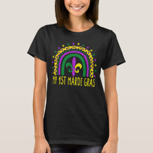 T-shirt Ma 1ère Mardi Gras mignonne Leopard Rainbow Women