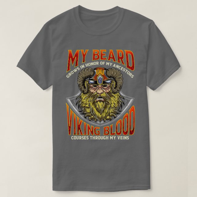 T-shirt Ma Barbe Grandit En L'Honneur De Mes Ancêtres Viki (Design devant)