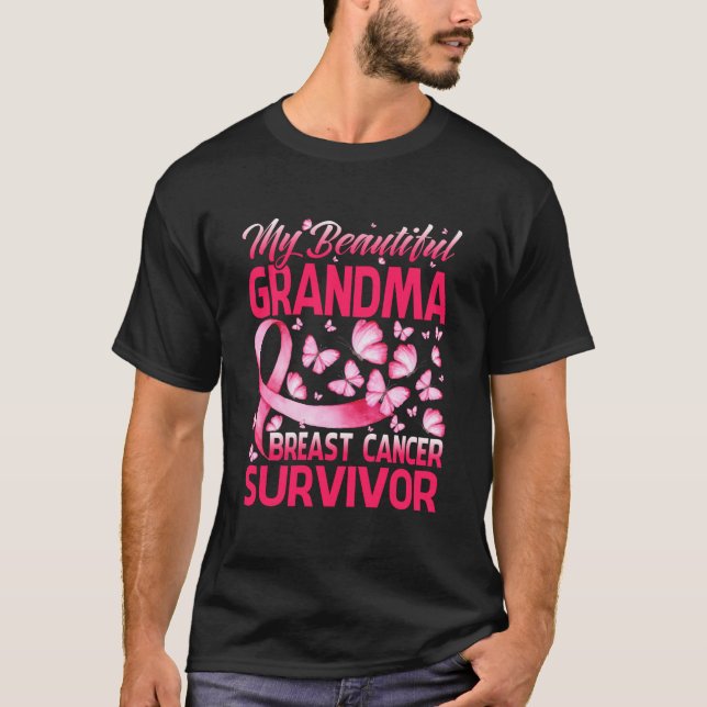 T-shirt Ma belle grand-mère Survivante du cancer du sein (Devant)