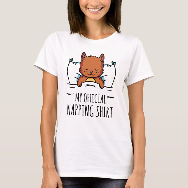 T-shirt Ma chemise de sieste officielle avec Cat couché (Devant)
