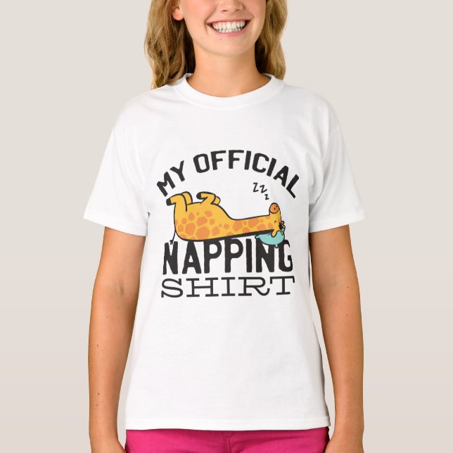 T-shirt Ma chemise de sieste officielle - Giraffe endormie (Devant)