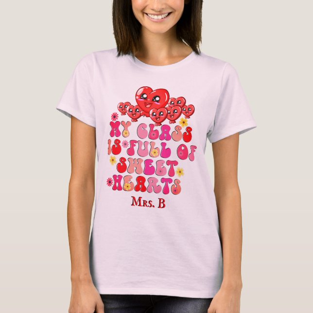 T-shirt Ma classe est pleine de coeurs Enseignants Valenti (Devant)