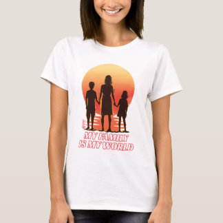 T-shirt Ma famille est ma femme du monde blanche