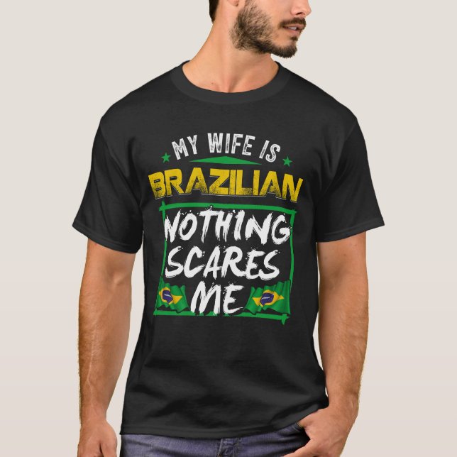 T-shirt Ma Femme Est Brésilienne Patrimoine Racines Drapea (Devant)