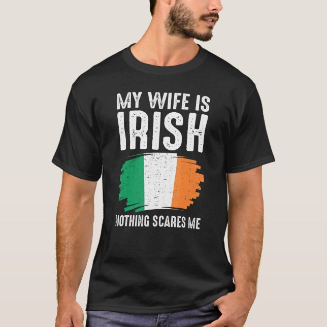 T-shirt Ma Femme Est Irlandaise Irland Pride Drapeau Racin (Devant)