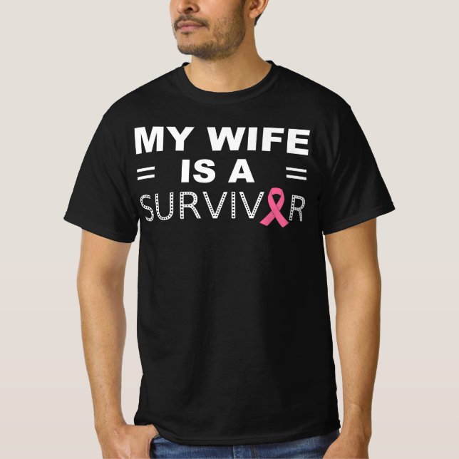 T-shirt Ma femme est une survivante - Sensibilisation au c (Devant)