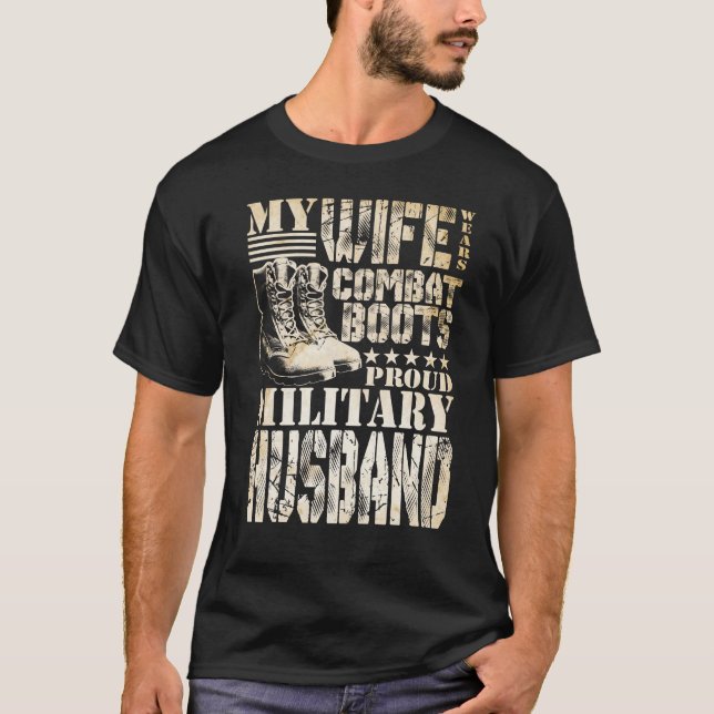 T-shirt Ma femme porte des bottes de combat Mari militaire (Devant)