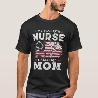 T-shirt Ma infirmière préférée m'appelle maman drapeau USA