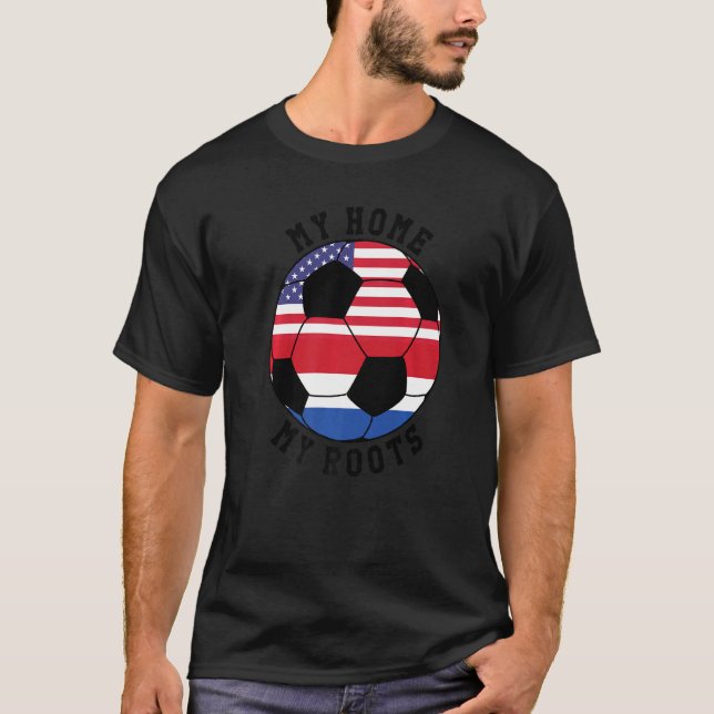 T-shirt Ma maison Mes racines Le Pays-Bas Flag Soccer (Devant)