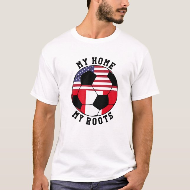 T-shirt Ma maison Mes racines Pérou Drapeau Football (Devant)