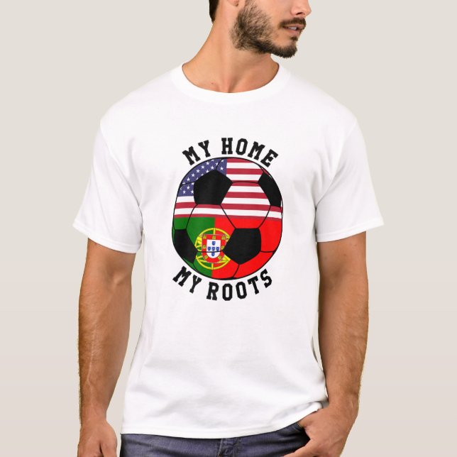 T-shirt Ma maison Mes racines Portugal Drapeau Football (Devant)