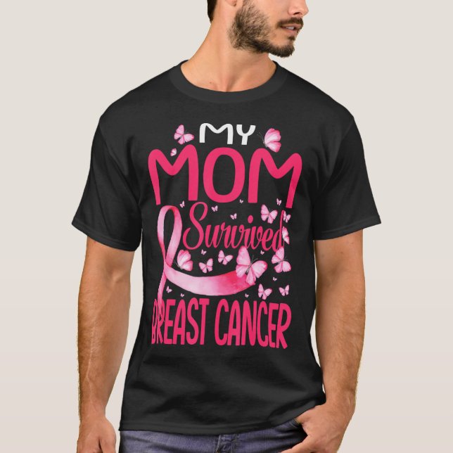 T-shirt Ma mère a survécu au cancer du sein Survivant (Devant)
