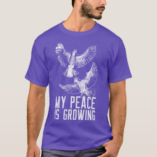 T-shirt Ma paix grandit Distressed Doves Blanches Drôle G