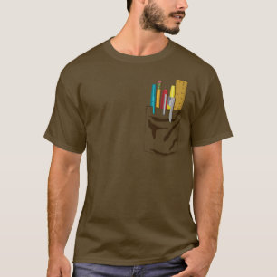 T-shirt Ma poche. Mes stylos. (brun)