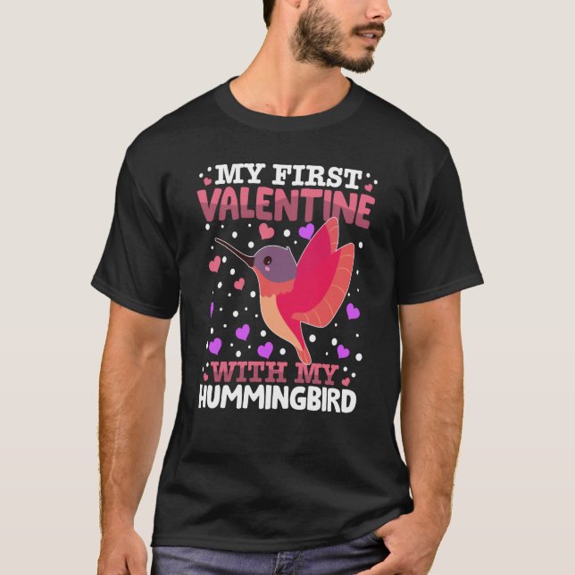 T-shirt Ma Première Saint-Valentin Avec Mon Animal Colibri (Devant)