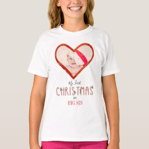 T-shirt Ma première soeur de Noël Love Heart Baby Photo