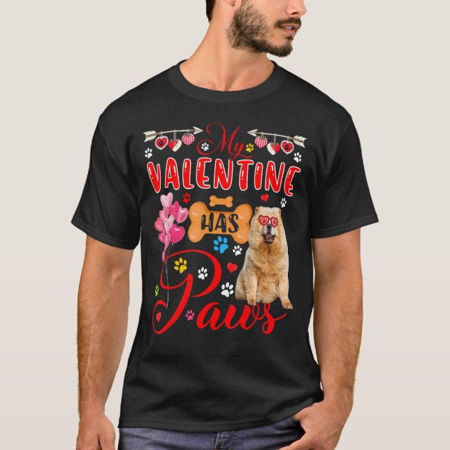 T-shirt Ma Saint Valentin A Pâtes Chow Chow Chow Mignonne  (Devant)