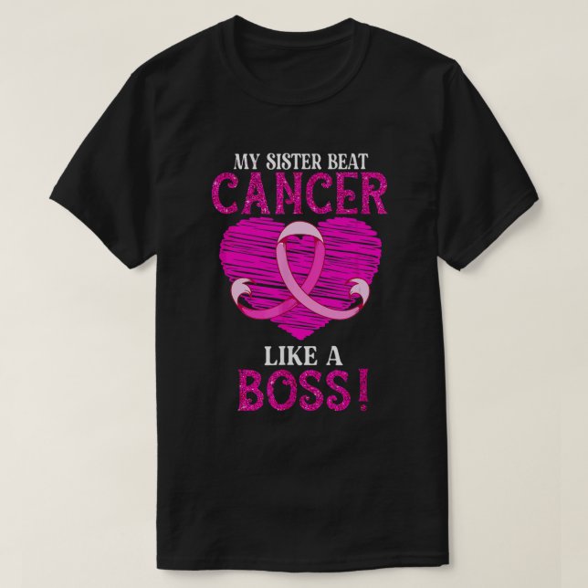 T-shirt Ma soeur Beat Cancer du sein Pink Ribbon Survivant (Design devant)
