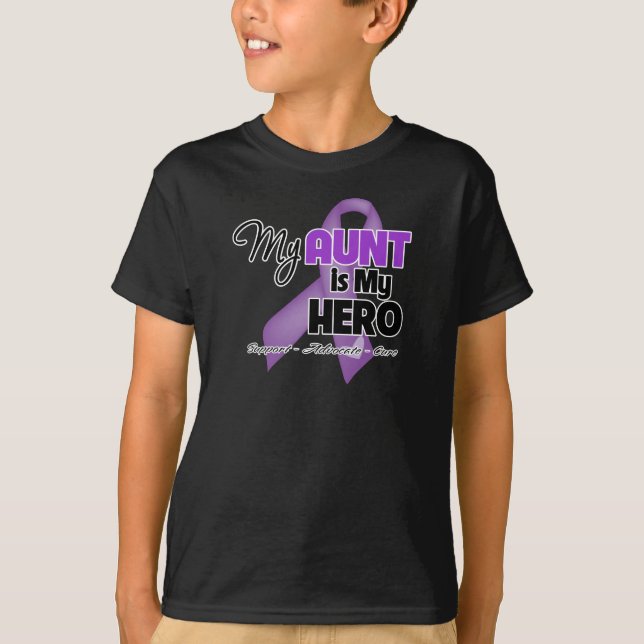 T-shirt Ma tante est mon héros - ruban pourpre (Devant)