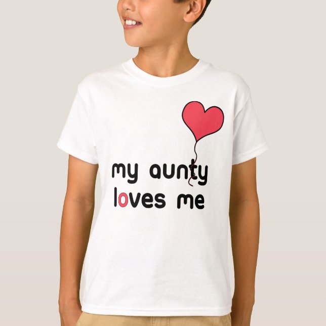 T-shirt Ma tante m'aime ballon rouge de coeur (Devant)