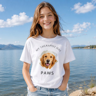 T-shirt Ma thérapeute a des pattes Photo Golden Retriver F