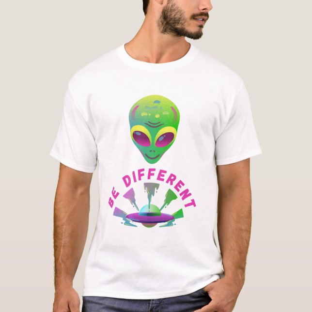 T-shirt Ma vibration est différente – Conception d'alien e (Devant)