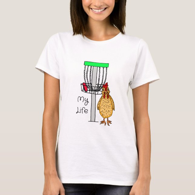 T-shirt Ma vie | Jardin poulet et disque (Devant)