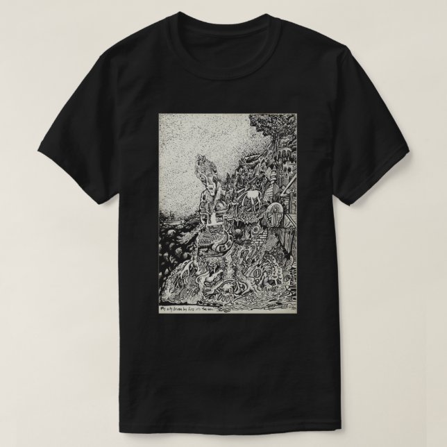 T-shirt Ma ville entraînée par le feu dans la mer (Design devant)