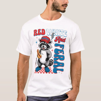 T-shirt Mab Patriotique Hotdog & Amoureux de Raton Laveur
