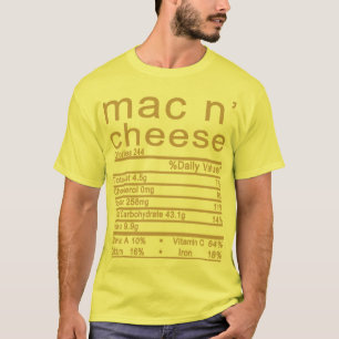 T-shirt Macaroni et fromage Valeur nutritive Thanksgiving